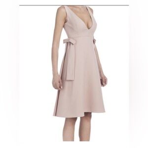 Valentino Light Blush Pink V neck Bow tie waist Virgin wool A line mini dress 4